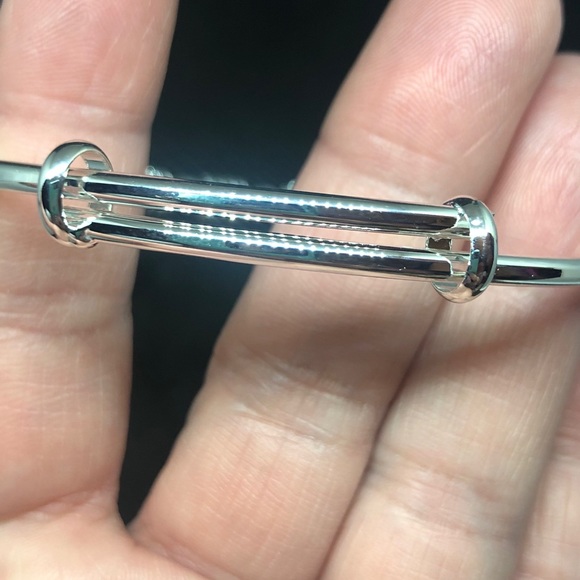 Silver Beaded Bangle Bracelet - Picture 11 of 12